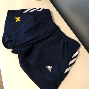 University of Michigan Adidas running shorts